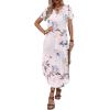 image:imageZeagoo Womens Maxi Summer Dress with Pockets Casual Short Sleeve Sundress Trendy 2026 Curve Hem Long DressWhiteprinted06