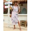 image:imageZeagoo Womens Maxi Summer Dress with Pockets Casual Short Sleeve Sundress Trendy 2026 Curve Hem Long DressWhiteprinted06