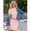 image:imageZeagoo Womens Sexy Bodycon Dress Long Sleeve Slim Fit Turtleneck Dress Solid Color Party Club Dresses Fall Winter 2024Pink