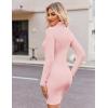 image:imageZeagoo Womens Sexy Bodycon Dress Long Sleeve Slim Fit Turtleneck Dress Solid Color Party Club Dresses Fall Winter 2024Pink
