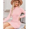 image:imageZeagoo Womens Sexy Bodycon Dress Long Sleeve Slim Fit Turtleneck Dress Solid Color Party Club Dresses Fall Winter 2024Pink