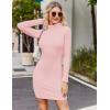 image:imageZeagoo Womens Sexy Bodycon Dress Long Sleeve Slim Fit Turtleneck Dress Solid Color Party Club Dresses Fall Winter 2024Pink