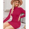image:imageZeagoo Womens Sexy Bodycon Dress Long Sleeve Slim Fit Turtleneck Dress Solid Color Party Club Dresses Fall Winter 2024Rose