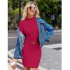 image:imageZeagoo Womens Sexy Bodycon Dress Long Sleeve Slim Fit Turtleneck Dress Solid Color Party Club Dresses Fall Winter 2024Rose