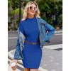 image:imageZeagoo Womens Sexy Bodycon Dress Long Sleeve Slim Fit Turtleneck Dress Solid Color Party Club Dresses Fall Winter 2024Royal Blue