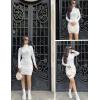 image:imageZeagoo Womens Sexy Bodycon Dress Long Sleeve Slim Fit Turtleneck Dress Solid Color Party Club Dresses Fall Winter 2024White