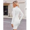 image:imageZeagoo Womens Sexy Bodycon Dress Long Sleeve Slim Fit Turtleneck Dress Solid Color Party Club Dresses Fall Winter 2024White