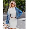 image:imageZeagoo Womens Sexy Bodycon Dress Long Sleeve Slim Fit Turtleneck Dress Solid Color Party Club Dresses Fall Winter 2024White
