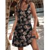 image:imageZeagoo Womens Summer Dress 2026 Loose V Neck Sleeveless Sundresses Swimsuit Coverup with Pockets Floral Tank DressesBlack Leaf Print