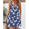 image:imageZeagoo Womens Summer Dress 2026 Loose V Neck Sleeveless Sundresses Swimsuit Coverup with Pockets Floral Tank DressesBlue Leaf Print