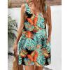 image:imageZeagoo Womens Summer Dress 2026 Loose V Neck Sleeveless Sundresses Swimsuit Coverup with Pockets Floral Tank DressesLeafprinted