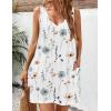 image:imageZeagoo Womens Summer Dress 2026 Loose V Neck Sleeveless Sundresses Swimsuit Coverup with Pockets Floral Tank DressesWhiteprinted