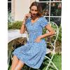 image:imageZeagoo Womens Summer Dress Mini Petal Short Sleeve Dresses Pleated Button Down V Neck Floral Beach Swing Vacation Dress 2026Floral Blue