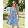 image:imageZeagoo Womens Summer Dress Mini Petal Short Sleeve Dresses Pleated Button Down V Neck Floral Beach Swing Vacation Dress 2026Floral Blue
