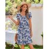 image:imageZeagoo Womens Summer Dress Mini Petal Short Sleeve Dresses Pleated Button Down V Neck Floral Beach Swing Vacation Dress 2026Floral White Blue