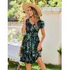 image:imageZeagoo Womens Summer Dress Mini Petal Short Sleeve Dresses Pleated Button Down V Neck Floral Beach Swing Vacation Dress 2026Leaf Green 2