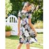 image:imageZeagoo Womens Summer Dress Mini Petal Short Sleeve Dresses Pleated Button Down V Neck Floral Beach Swing Vacation Dress 2026Leaf Pink Flower