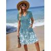 image:imageZeagoo Womens Summer Dress Mini Petal Short Sleeve Dresses Pleated Button Down V Neck Floral Beach Swing Vacation Dress 2026Sf234