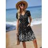 image:imageZeagoo Womens Summer Dress Mini Petal Short Sleeve Dresses Pleated Button Down V Neck Floral Beach Swing Vacation Dress 2026Sp122