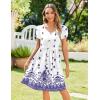 image:imageZeagoo Womens Summer Dress Mini Petal Short Sleeve Dresses Pleated Button Down V Neck Floral Beach Swing Vacation Dress 2026Yg1