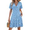 image:imageZeagoo Womens Summer Dresses Wrap V Neck Dress Floral ALine Ruffle Sleeve Casual Sundress with Pockets 202601light Blue