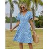 image:imageZeagoo Womens Summer Dresses Wrap V Neck Dress Floral ALine Ruffle Sleeve Casual Sundress with Pockets 202601light Blue