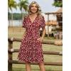 image:imageZeagoo Womens Summer Dresses Wrap V Neck Dress Floral ALine Ruffle Sleeve Casual Sundress with Pockets 202601red Floral 1