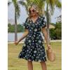 image:imageZeagoo Womens Summer Dresses Wrap V Neck Dress Floral ALine Ruffle Sleeve Casual Sundress with Pockets 2026Black Floral 2