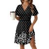 image:imageZeagoo Womens Summer Dresses Wrap V Neck Dress Floral ALine Ruffle Sleeve Casual Sundress with Pockets 2026Black Polka Dots