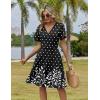 image:imageZeagoo Womens Summer Dresses Wrap V Neck Dress Floral ALine Ruffle Sleeve Casual Sundress with Pockets 2026Black Polka Dots