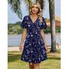 image:imageZeagoo Womens Summer Dresses Wrap V Neck Dress Floral ALine Ruffle Sleeve Casual Sundress with Pockets 2026Blue Floral 2