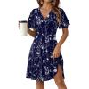 image:imageZeagoo Womens Summer Dresses Wrap V Neck Dress Floral ALine Ruffle Sleeve Casual Sundress with Pockets 2026Blue Floral 2