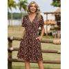image:imageZeagoo Womens Summer Dresses Wrap V Neck Dress Floral ALine Ruffle Sleeve Casual Sundress with Pockets 2026Brown Floral