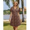 image:imageZeagoo Womens Summer Dresses Wrap V Neck Dress Floral ALine Ruffle Sleeve Casual Sundress with Pockets 2026Brown Floral