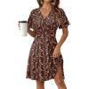image:imageZeagoo Womens Summer Dresses Wrap V Neck Dress Floral ALine Ruffle Sleeve Casual Sundress with Pockets 2026Brown Floral