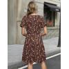 image:imageZeagoo Womens Summer Dresses Wrap V Neck Dress Floral ALine Ruffle Sleeve Casual Sundress with Pockets 2026Brown Floral