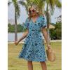 image:imageZeagoo Womens Summer Dresses Wrap V Neck Dress Floral ALine Ruffle Sleeve Casual Sundress with Pockets 2026Green Floral