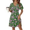 image:imageZeagoo Womens Summer Dresses Wrap V Neck Dress Floral ALine Ruffle Sleeve Casual Sundress with Pockets 2026Greenpink