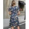 image:imageZeagoo Womens Summer Dresses Wrap V Neck Dress Floral ALine Ruffle Sleeve Casual Sundress with Pockets 2026Leaf Floral