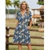 image:imageZeagoo Womens Summer Dresses Wrap V Neck Dress Floral ALine Ruffle Sleeve Casual Sundress with Pockets 2026Leaf Floral