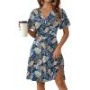 image:imageZeagoo Womens Summer Dresses Wrap V Neck Dress Floral ALine Ruffle Sleeve Casual Sundress with Pockets 2026Leaf Floral