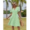 image:imageZeagoo Womens Summer Dresses Wrap V Neck Dress Floral ALine Ruffle Sleeve Casual Sundress with Pockets 2026Light Green