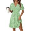 image:imageZeagoo Womens Summer Dresses Wrap V Neck Dress Floral ALine Ruffle Sleeve Casual Sundress with Pockets 2026Light Green