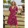 image:imageZeagoo Womens Summer Dresses Wrap V Neck Dress Floral ALine Ruffle Sleeve Casual Sundress with Pockets 2026Red Floral 2