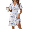 image:imageZeagoo Womens Summer Dresses Wrap V Neck Dress Floral ALine Ruffle Sleeve Casual Sundress with Pockets 2026White Floral