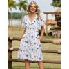 image:imageZeagoo Womens Summer Dresses Wrap V Neck Dress Floral ALine Ruffle Sleeve Casual Sundress with Pockets 2026White Floral