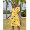 image:imageZeagoo Womens Summer Dresses Wrap V Neck Dress Floral ALine Ruffle Sleeve Casual Sundress with Pockets 2026Yellow Floral 1