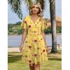image:imageZeagoo Womens Summer Dresses Wrap V Neck Dress Floral ALine Ruffle Sleeve Casual Sundress with Pockets 2026Yellow Floral 1