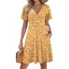 image:imageZeagoo Womens Summer Dresses Wrap V Neck Dress Floral ALine Ruffle Sleeve Casual Sundress with Pockets 2026Yellow Floral 2