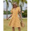 image:imageZeagoo Womens Summer Dresses Wrap V Neck Dress Floral ALine Ruffle Sleeve Casual Sundress with Pockets 2026Yellow Floral 2